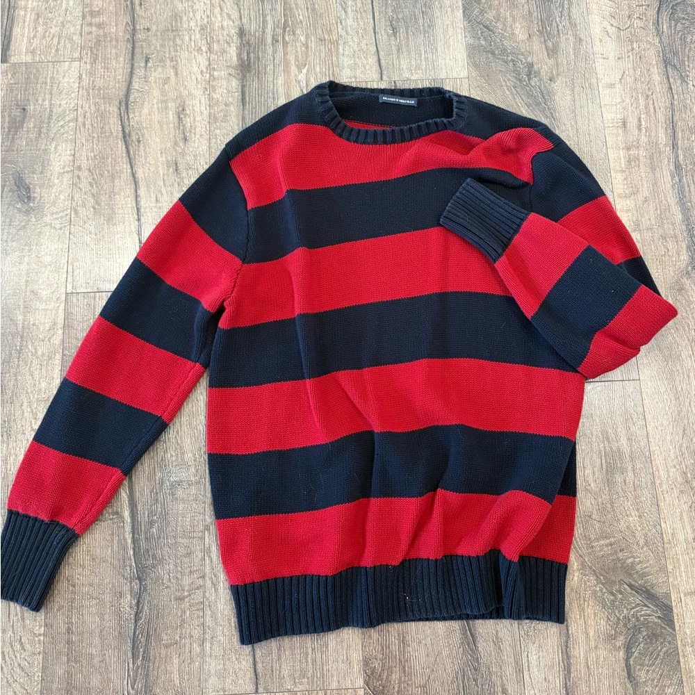 Oversized Striped Red and Black Women's Sweater